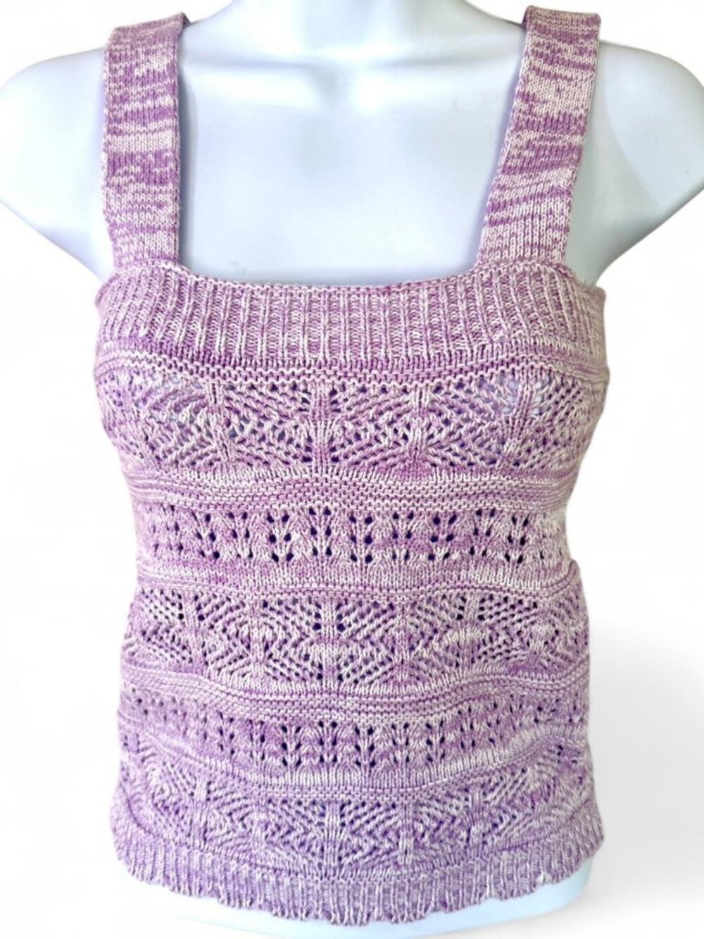 Soft and stretchy purple crochet knit tank top